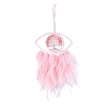 Handmade Evil Eye Woven Net/Web with Feather Wall Hanging Decoration HJEW-K035-08-2