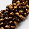 Faceted Round Natural Tiger Eye Bead Strands G-L437-13-8mm-1