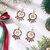 2 Pairs 2 Colors Christmas Themed Handmade Glass Seed Beads Dangle Earrings EJEW-MZ00488-1