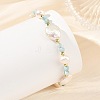 Faceted Round Natural Larimar and Keshi Pearl Coin Beaded Bracelets BJEW-JB14469-4