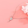 Skeleton Key and Heart Cubic Zirconia Necklace for Girl Women NJEW-BB44406-B-2