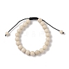 8mm Round Natural Fossil Braided Bead Bracelets BJEW-C067-01B-26-2