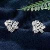Brass Micro Pave Cubic Zirconia Stud Earrings YP6640-3