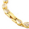 Clear Cubic Zirconia Teardrop Link Chain Bracelet BJEW-E073-03G-3