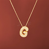 Brass Micro Pave Clear Cubic Zirconia Initial Pendant Necklaces for Women FS-WGDC51D-07-1