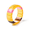 Transparent Resin Stripe Pattern Finger Ring for Women RJEW-T022-017-6