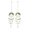 Wire Wrapped Natural Green Aventurine Chip Tree of Life Window Hanging Prism Ornaments HJEW-TA00283-03-1