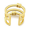Rectangle Rack Plating Brass Micro Pave Cubic Zirconia Wide Cuff Rings for Women RJEW-F162-15G-3