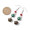 Christmas Theme Glass Pearl Bell Dangle Earrings EJEW-JE06153-3