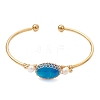 Wire Wrapped Natural Agate Cuff Bangles BJEW-TA00742-03-3