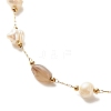 Natural Gemstone & Pearl Beaded Anklet AJEW-AN00500-6