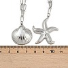 Bohemian Styles 304 Stainless Steel Starfish and Shell Shape Pendant Double Layer Necklaces for Women NJEW-F343-01P-5