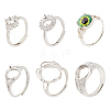 HOBBIESAY 6Pcs 6 Styles Adjustable Brass Finger Rings Components KK-HY0001-97-1