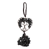 Wire Wrapped Chips Natural Obsidian Big Pendant Decorations HJEW-H057-01B-2