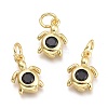 Brass Micro Pave Cubic Zirconia Pendants KK-P187-12B-G-1