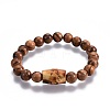 Couples Wood Beads Stretch Bracelets BJEW-JB04121-4