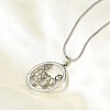 201 Stainless Steel Crystal Rhinestone Ring with Family Pendant Necklaces for Mother's Day Gift NJEW-P327-04P-B-3