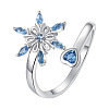 Alloy Rhinestone Snowflake Cuff Open Rings for Women WGB7CFA-01-4