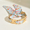 Textured Floral Fabric Iron Cuff Bangles for Women FS-WG41D7B-03-1