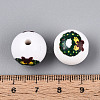 Christmas Printed Opaque Acrylic Round Beads OACR-T029-08E-4