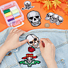 HOBBIESAY 5Pcs 5 Style Skull Computerized Embroidery Cloth Iron on Patches PATC-HY0001-23-3