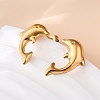 304 Stainless Steel Dolphin Stud Earrings EJEW-R028-01G-3