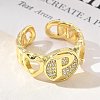 Brass Micro Pave Clear Cubic Zirconia Open Cuff Rings for Women RJEW-K289-02G-P-2