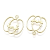 Alloy Kitten Open Back Bezel Pendants PALLOY-WH0080-02KCG-RS-2