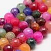 Faceted Natural Dragon Veins Fire Crackle Agate Beads Strands G-F447-10mm-F01-1