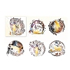 5Pcs 5 Styles Bling Bling PET Waterproof Musical Cat Decorative Stickers PW-WG55458-06-1