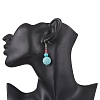Brass Synthetic Turquoise Dangle Earrings EJEW-JE06535-5