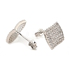 Brass Micro Pave Clear Cubic Zirconia Rhombus Stud Earrings EJEW-G362-09P-2
