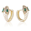 Cubic Zirconia Snake Hoop Earrings with Enamel EJEW-SZ0001-87E-1