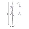 Anti-Tarnish Rhodium Plated 925 Sterling Silver Star with Chain Tassel Dangle Earrings JE1043A-2