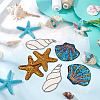 6Pcs 3 Style Beach Theme Glitter Cloth Patches PATC-FG0001-18-3