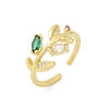 Brass Micro Pave Cubic Zirconia Cuff Rings for Women RJEW-S400-05G-4