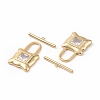 Brass Pave Clear Cubic Zirconia Toggle Clasps KK-E068-VC182-3