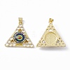 Rack Plating Brass Micro Pave Clear Cubic Zirconia Pendants ZIRC-C041-35G-2