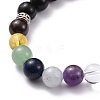 Natural Obsidian & Mixed Stone Round Beads Stretch Bracelet BJEW-JB07060-8
