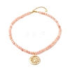 Sun and Moon Pendants Necklace with Natural Sunstone Beads NJEW-JN03805-1