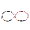 2Pcs 2 Color Natural & Synthetic Mixed Gemstone Round Braided Bead Anklets Set AJEW-AN00551-1