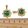 Ion Plating(IP) 304 Stainless Steel Pave Synthetic Malachite Pendants STAS-U024-15G-03-3