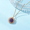 Natural Amethyst Copper Wire Wrapped Flower Pendant 304 Stainless Steel Cable Chain Necklaces for Women NJEW-JN05616-01-2