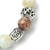 Natural Flower Amazonite Beads Stretch Bracelets BJEW-JB03849-02-3