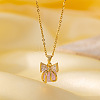 Brass Micro Pave Clear Cubic Zirconia with Enamel Pendant Necklaces for Women FS-WG014CD-08-1