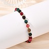 Adjustable Natural Agate Faceted Beads & Brass Spacer Beads Braided Bead Bracelets for Women Men BJEW-JB14075-1