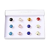 304 Stainless Steel with Glass Cuff Rings for Women RJEW-K309-41C-4