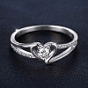 Heart Brass Micro Pave Clear Cubic Zirconia Finger Rings FS-WG243FC-07-1