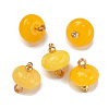 Natural White Jade Dyed Saucer Charms with Rack Plating Golden Tone Brass Bails KK-B103-17B-01-1