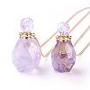 Natural Amethyst Openable Perfume Bottle Pendant Necklaces NJEW-G325-01G-3